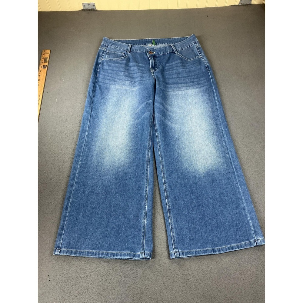 Halara Jeans Womens 33 Blue Wide Leg High Rise Relaxed 28 Inseam Denim